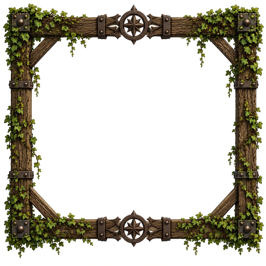 A wooden wrought border for text