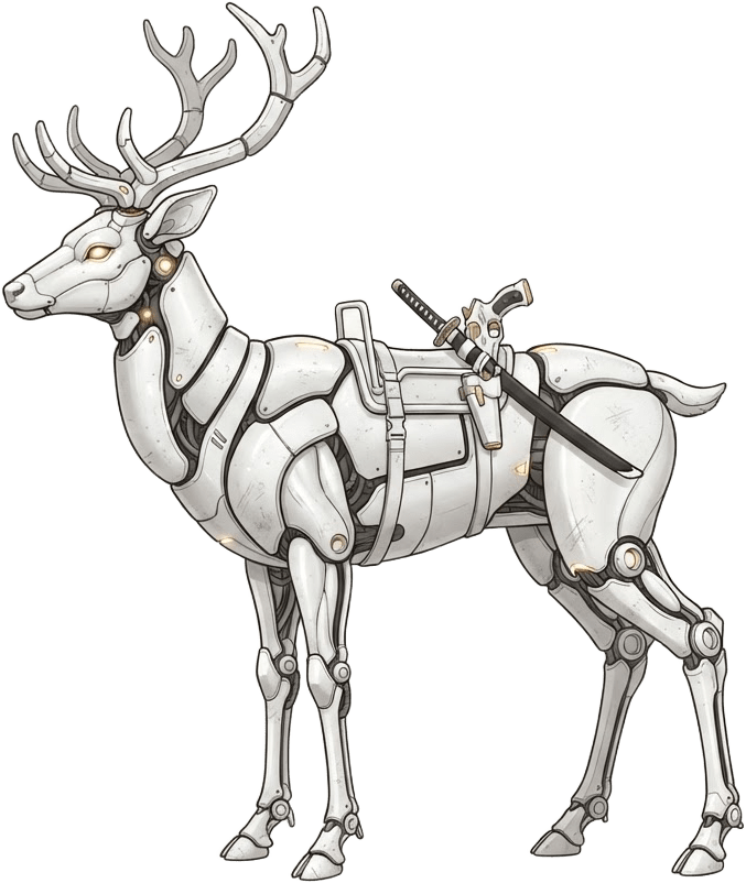 Image: A mechanical reindeer robot with a natural four-le