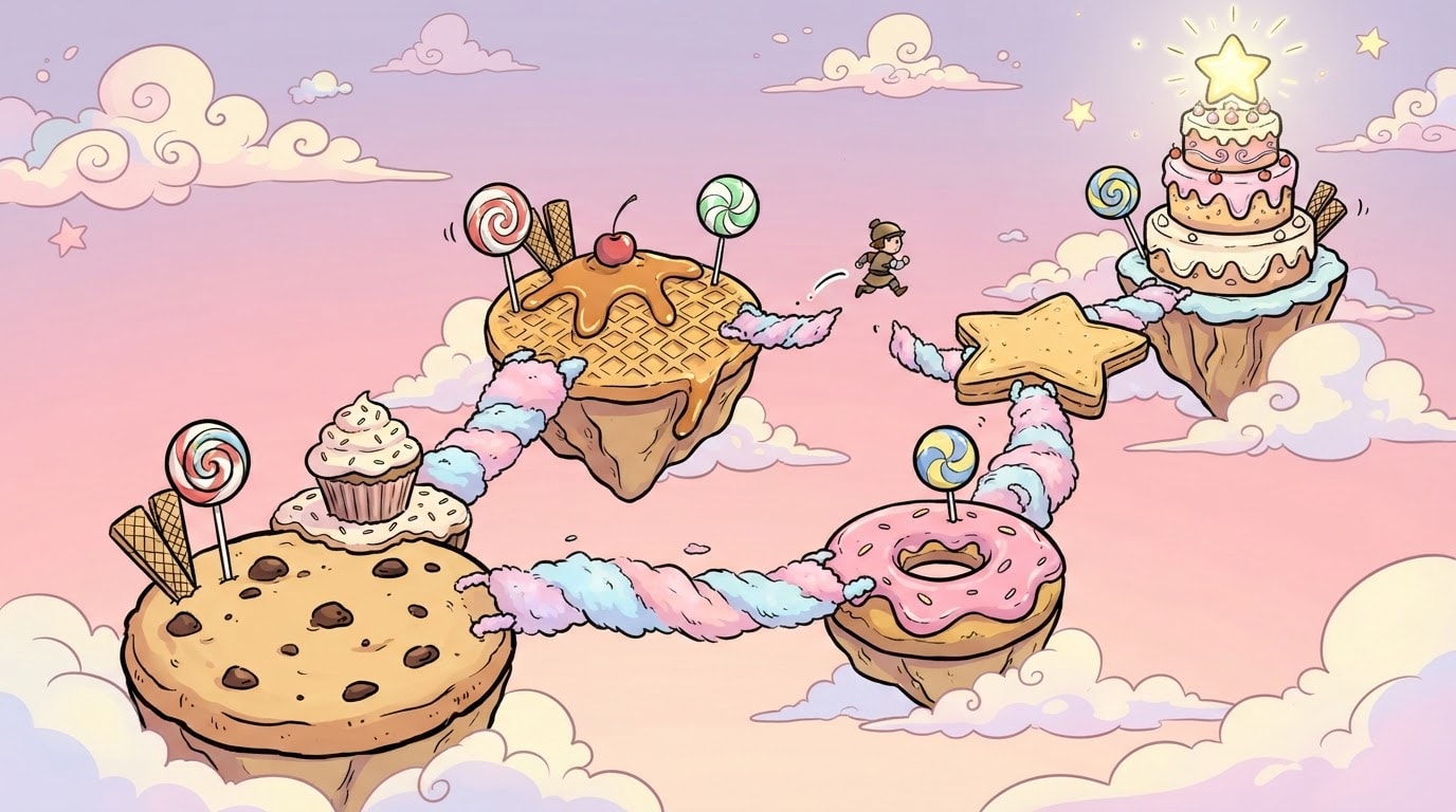 Floating candy cloud islands