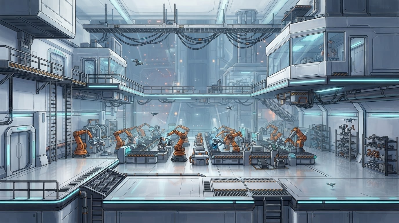 Image: Environment concept art for a 2D side-scrolling ac