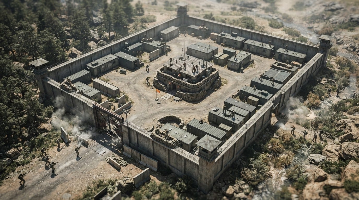 Storm the enemy compound gates