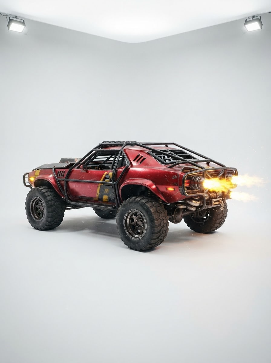 Rugged red all-terrain car