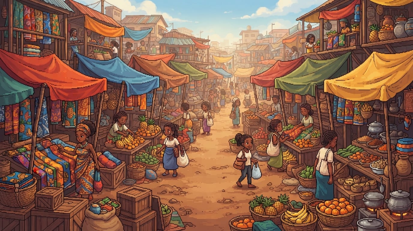 A busy Lagos street market