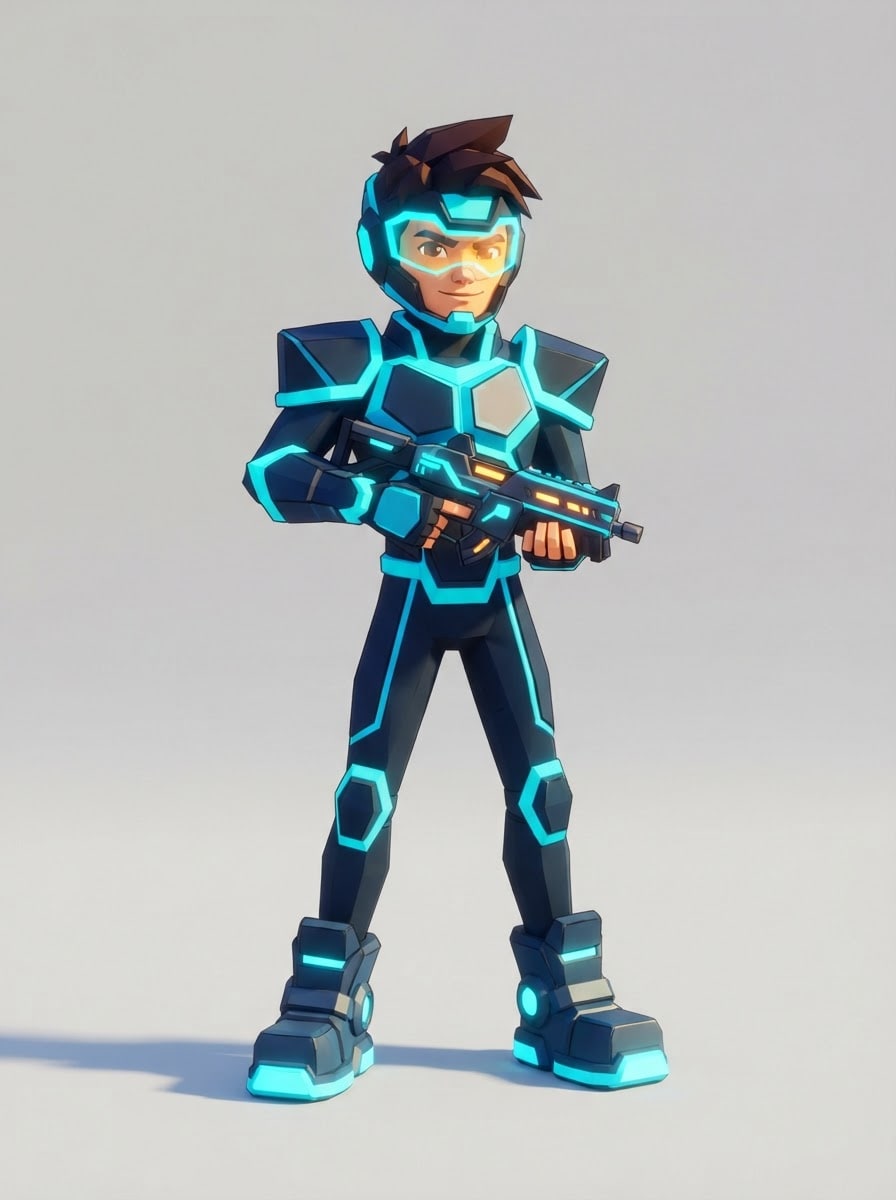 Armored neon street runner
