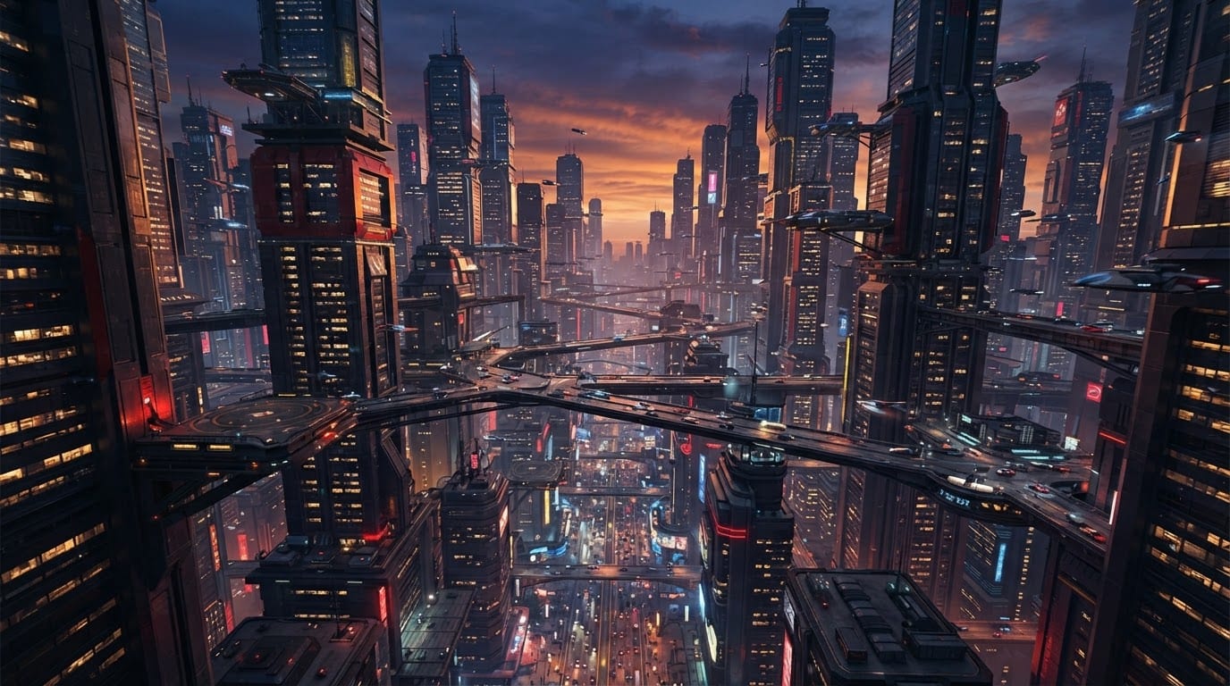 Manhattan-style glass canyon