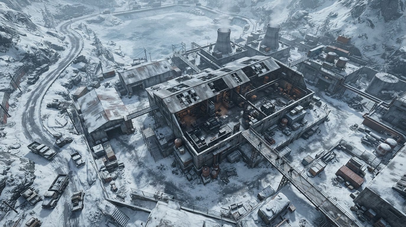 Snowbound mountain industrial complex