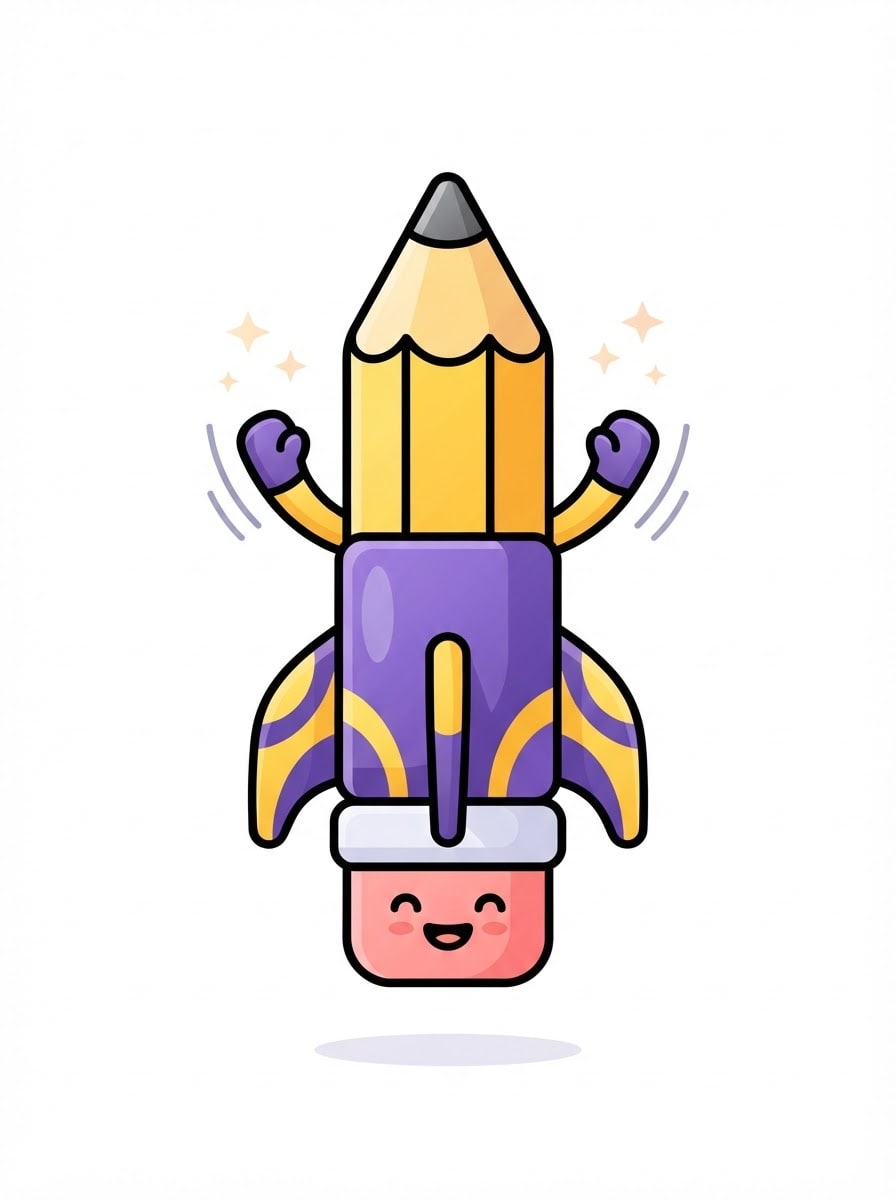 A cheerful rocket pencil
