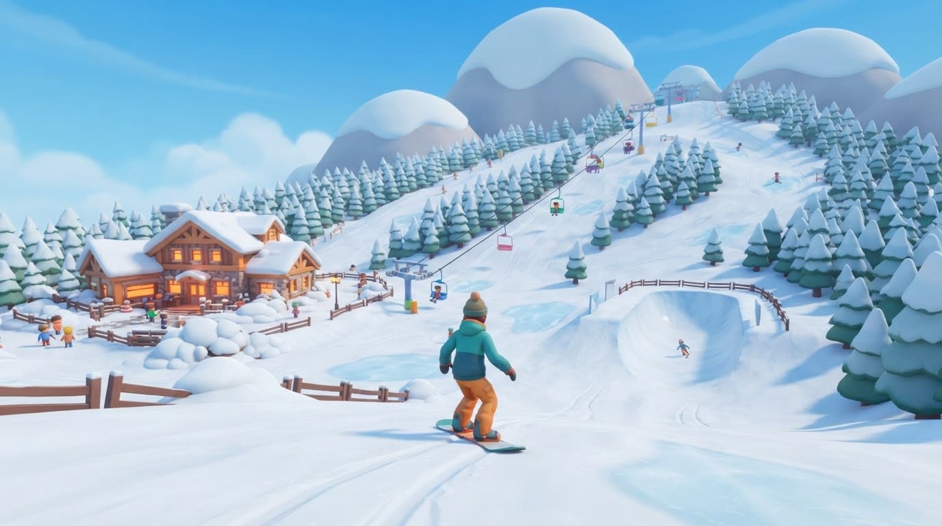 Snowy mountain ski resort
