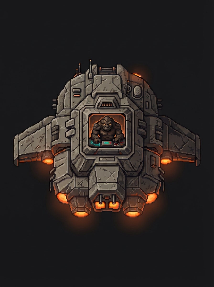 Rock alien captain and vessel
