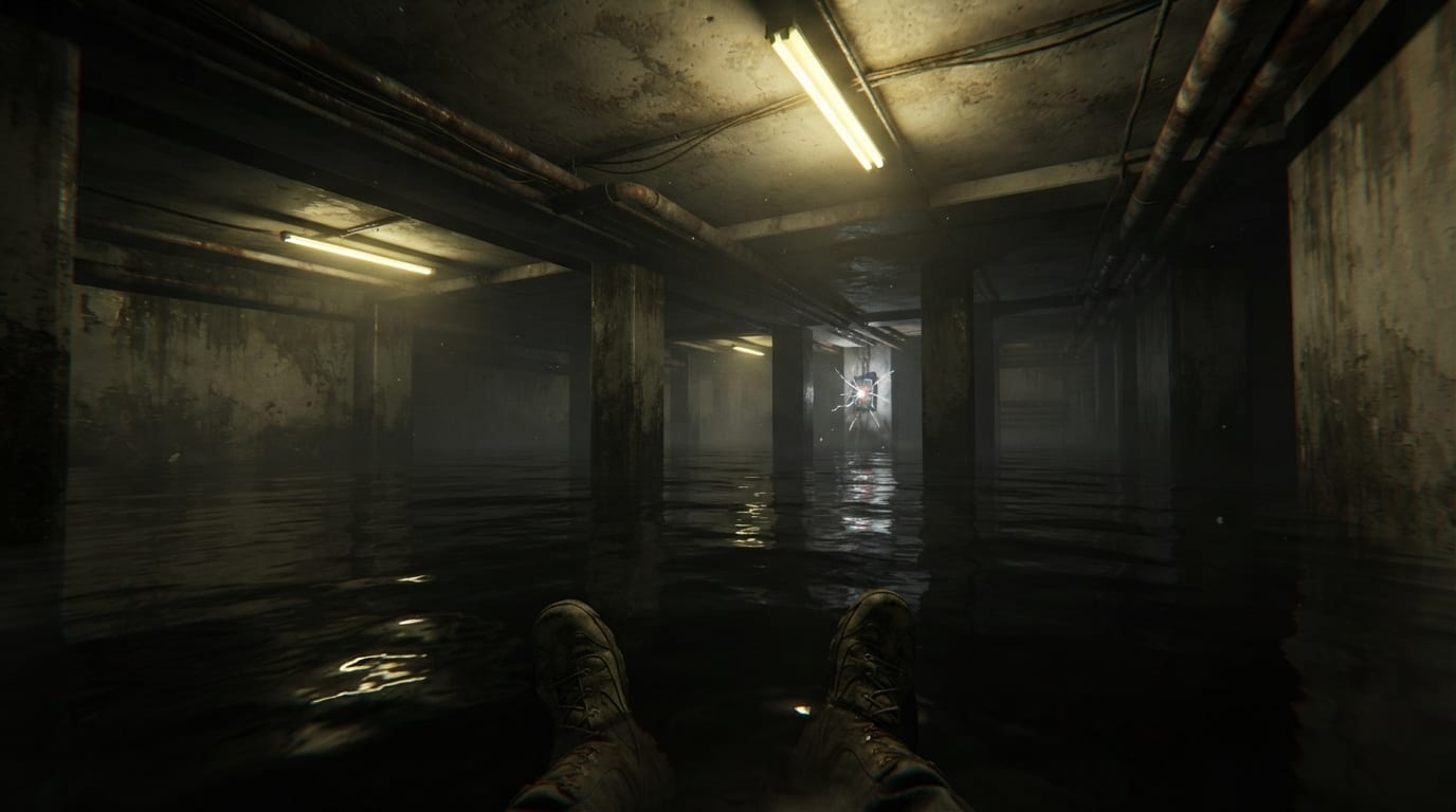 The flooded basement pools