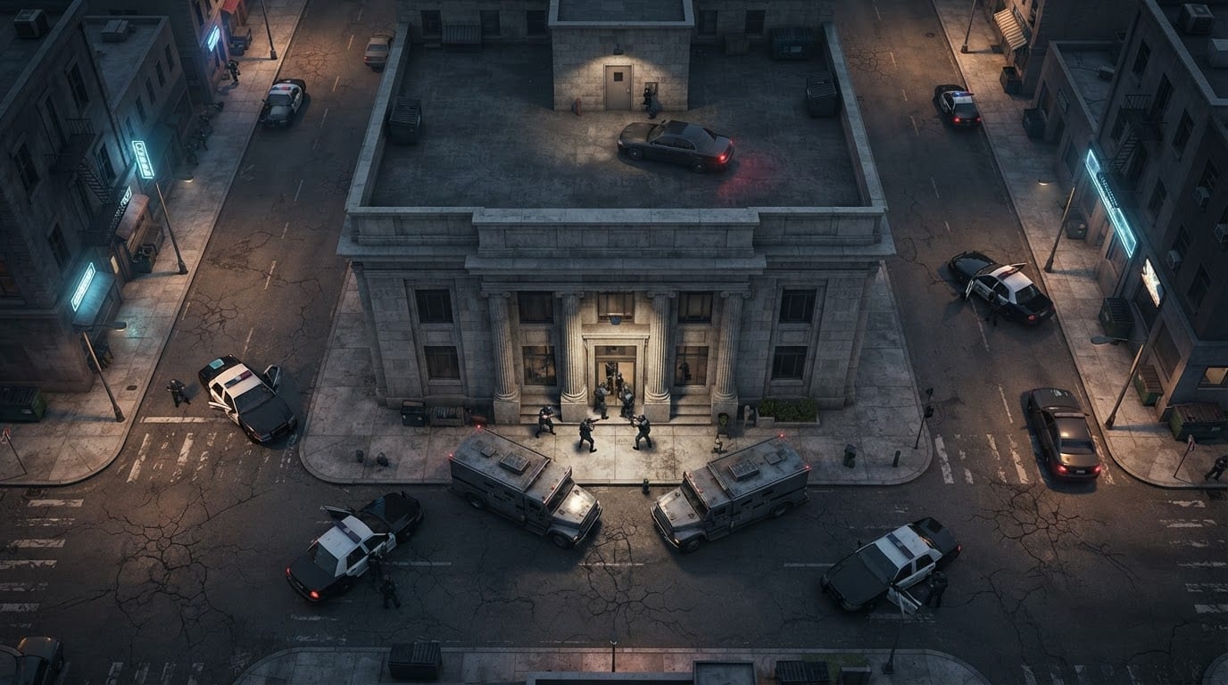 Rob a heavily guarded bank