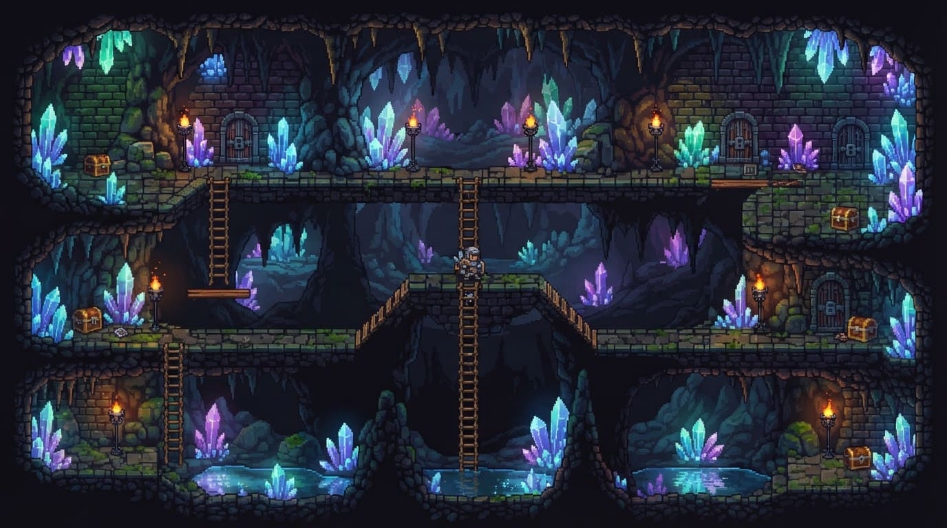 Crystal Cavern underground dungeon