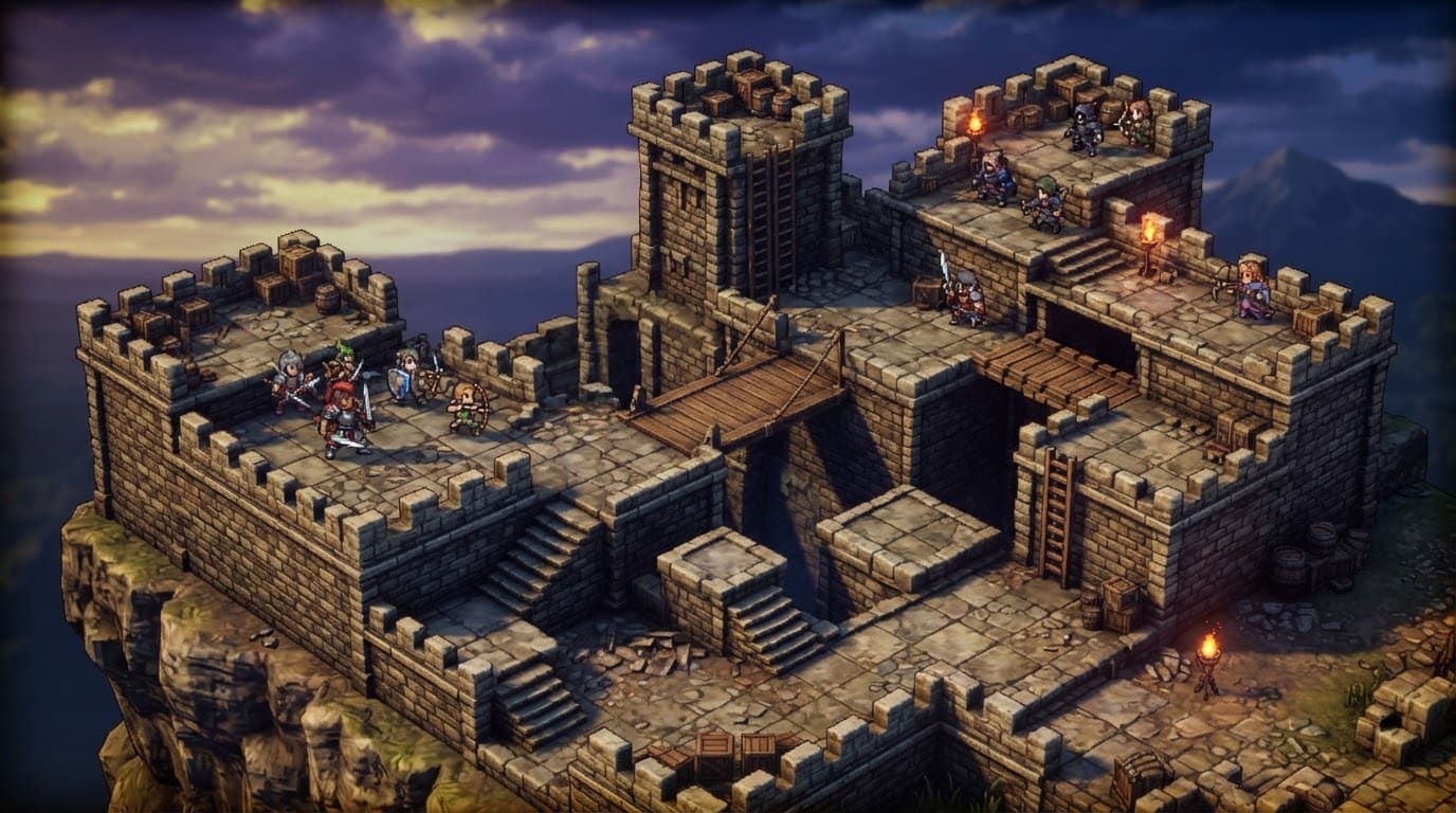 Clifftop fortress outer battlements