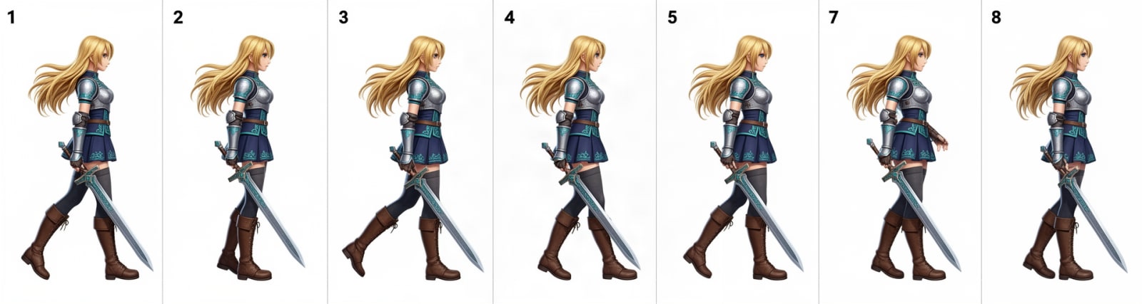 Anime Swordswoman Walk Cycle