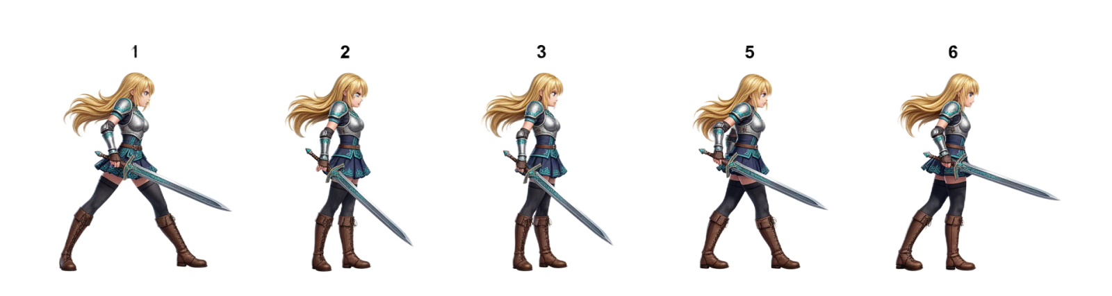 Anime Swordswoman Sprite Sheet