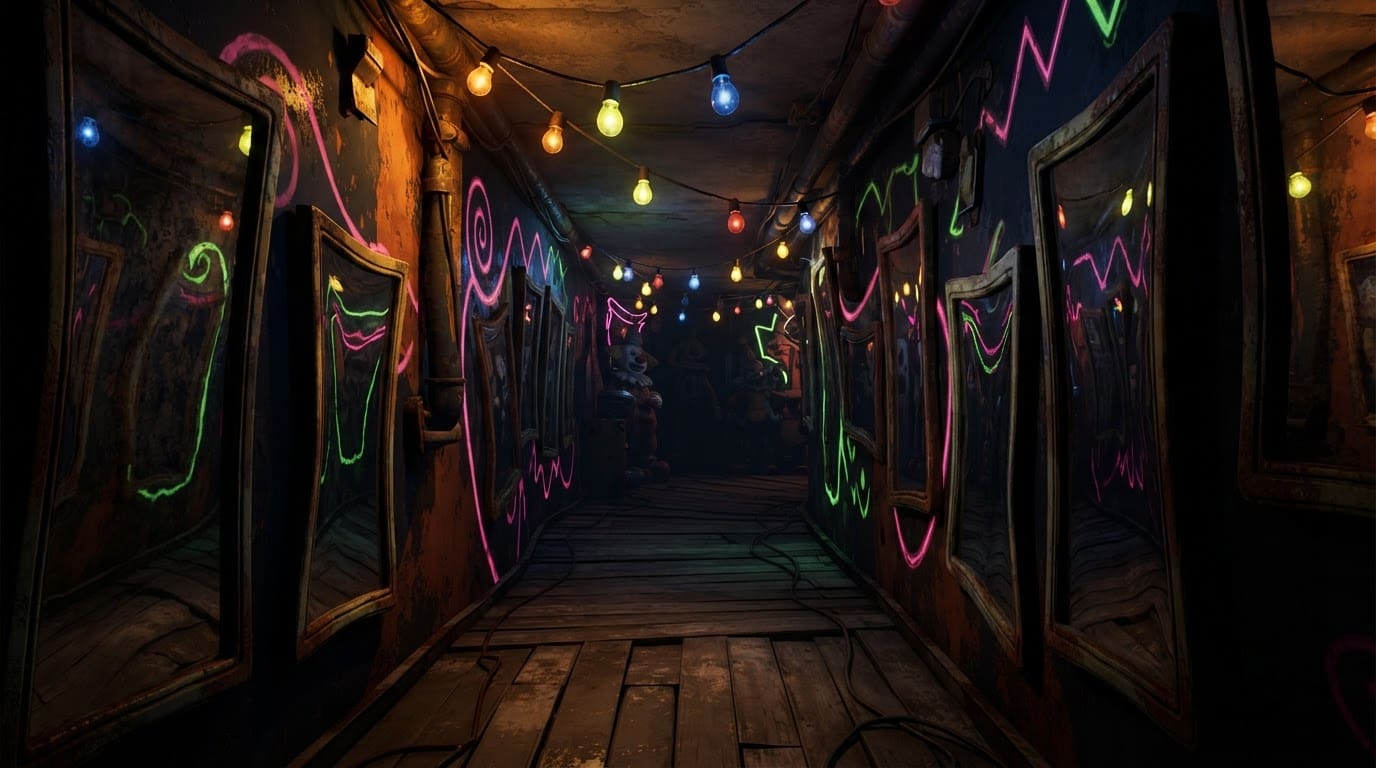 An abandoned carnival funhouse