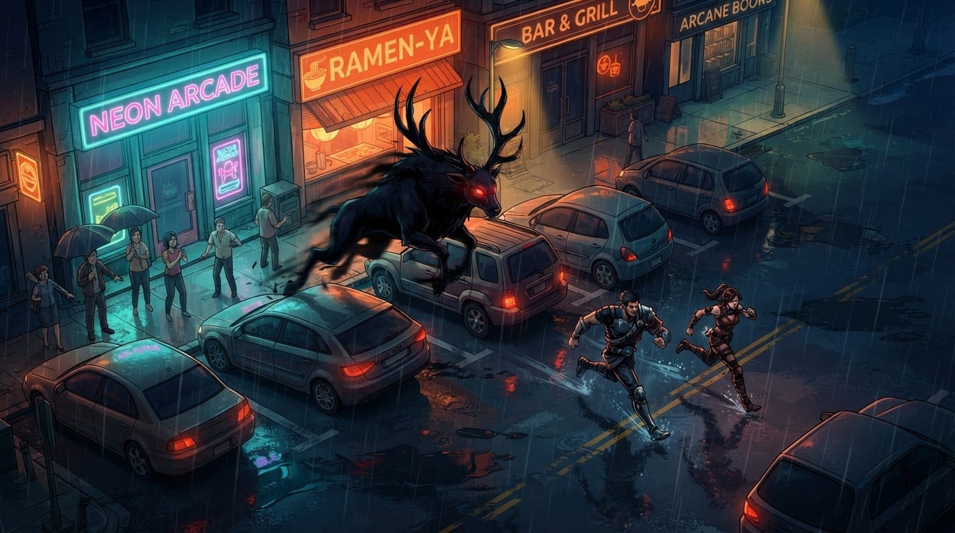 Hunt a monster through city streets