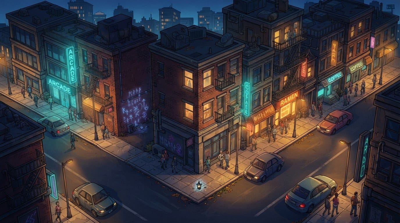 Urban fantasy downtown district