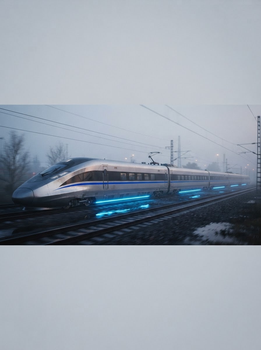Sleek white bullet train
