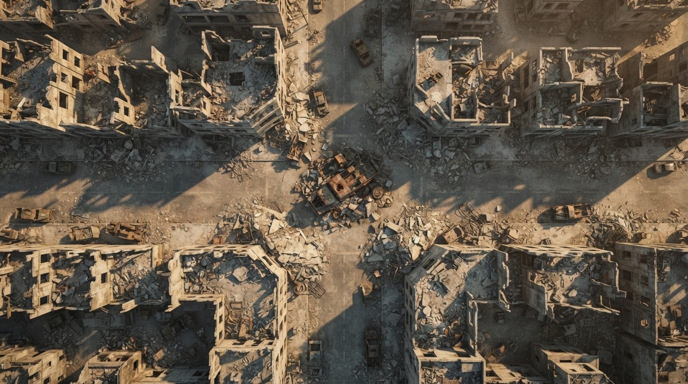 Destroyed city district