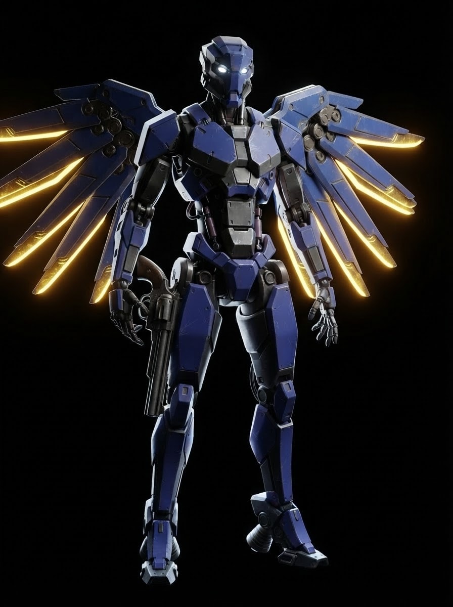 V1 — Blue, revolver, yellow wings