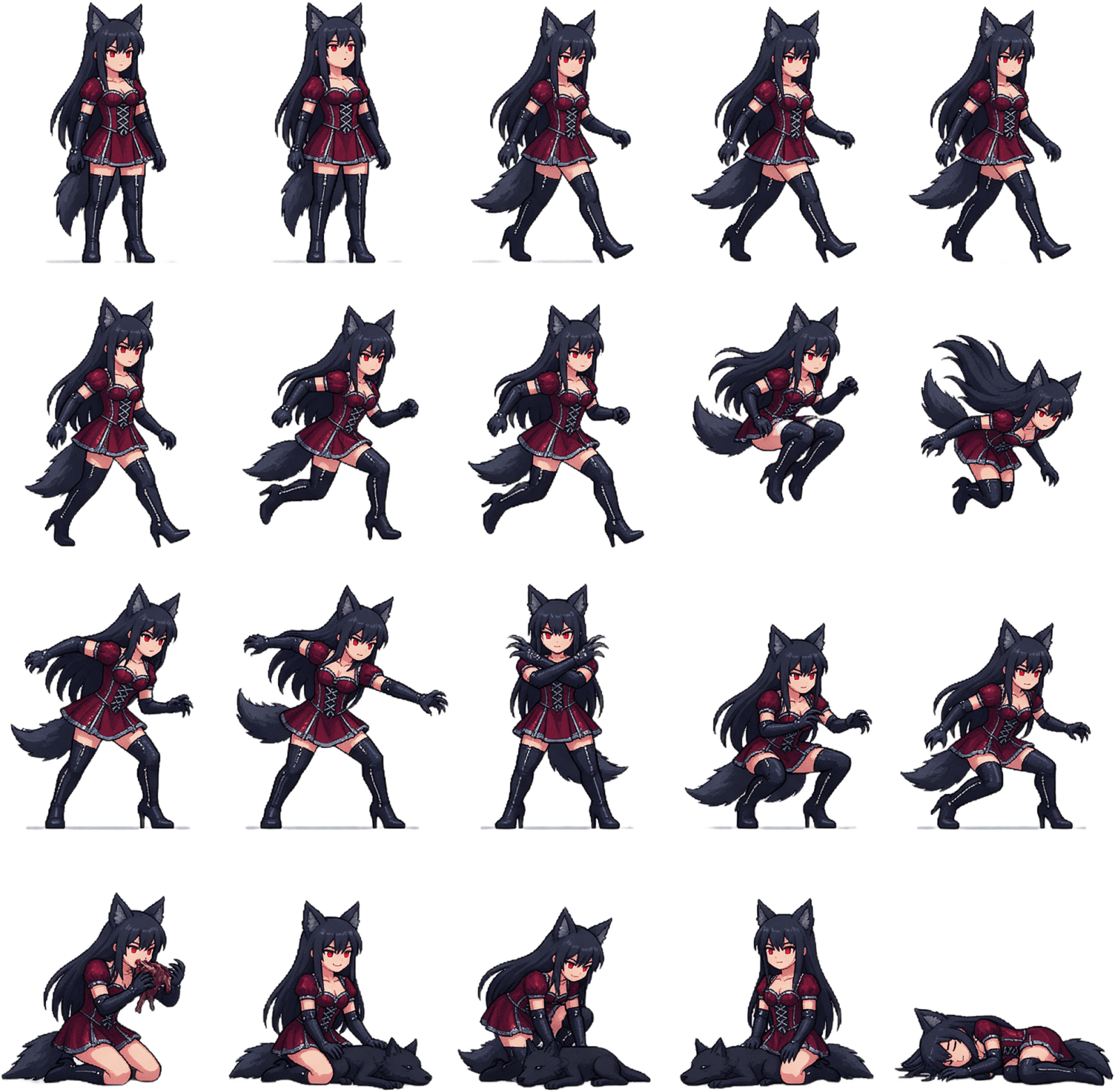 Lyra Sprite Sheet v2 - 5x4 Twenty Poses (1 / 2)