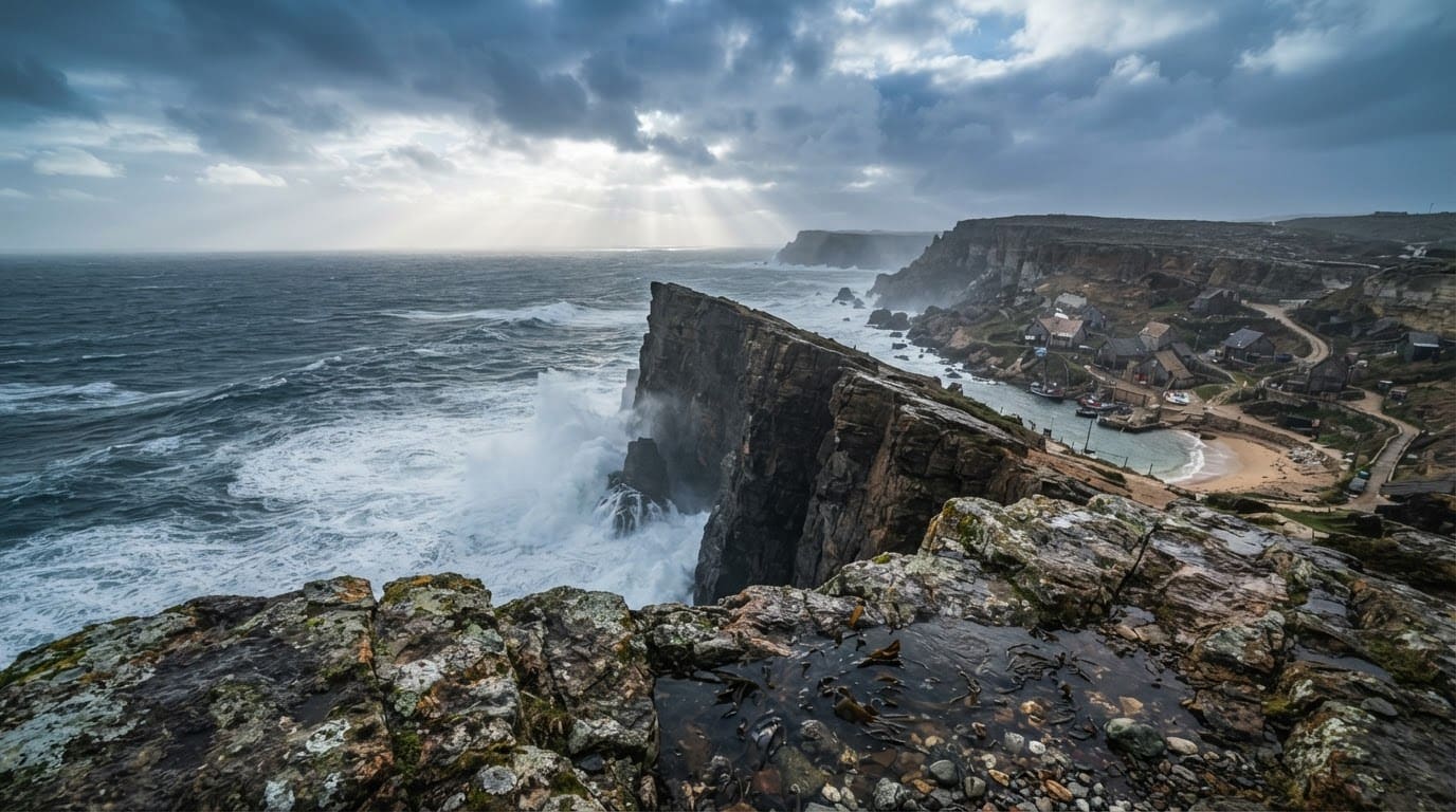 Rocky coastline and open ocean