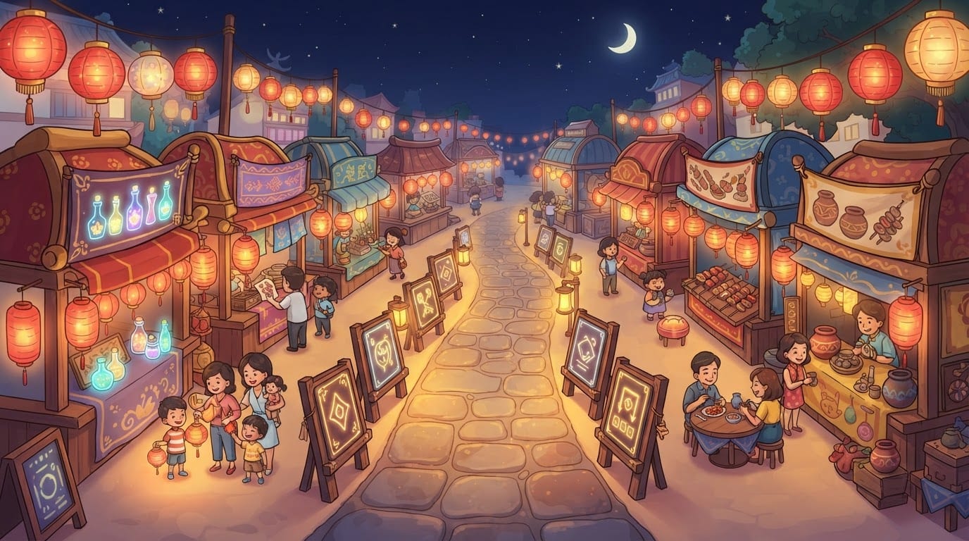 Pasar malam yang ramai