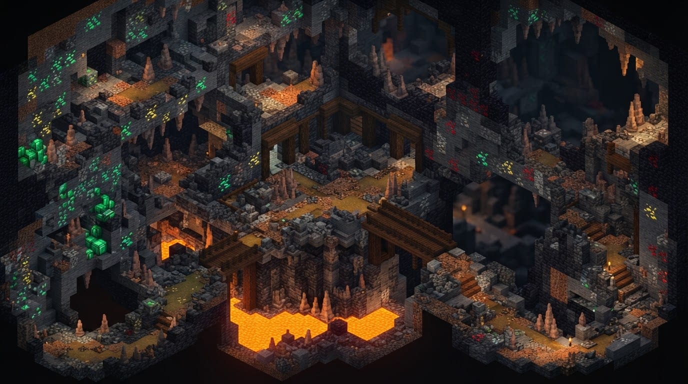 Dark underground cave system