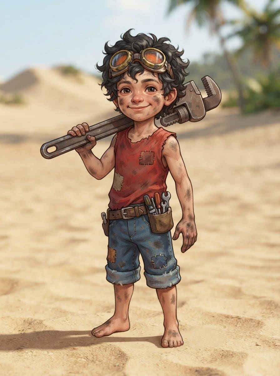 A Barefoot Island Tinkerer Kid