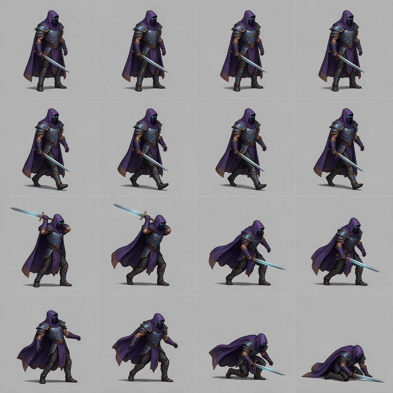Hooded Warrior Isometric Sprite Sheet