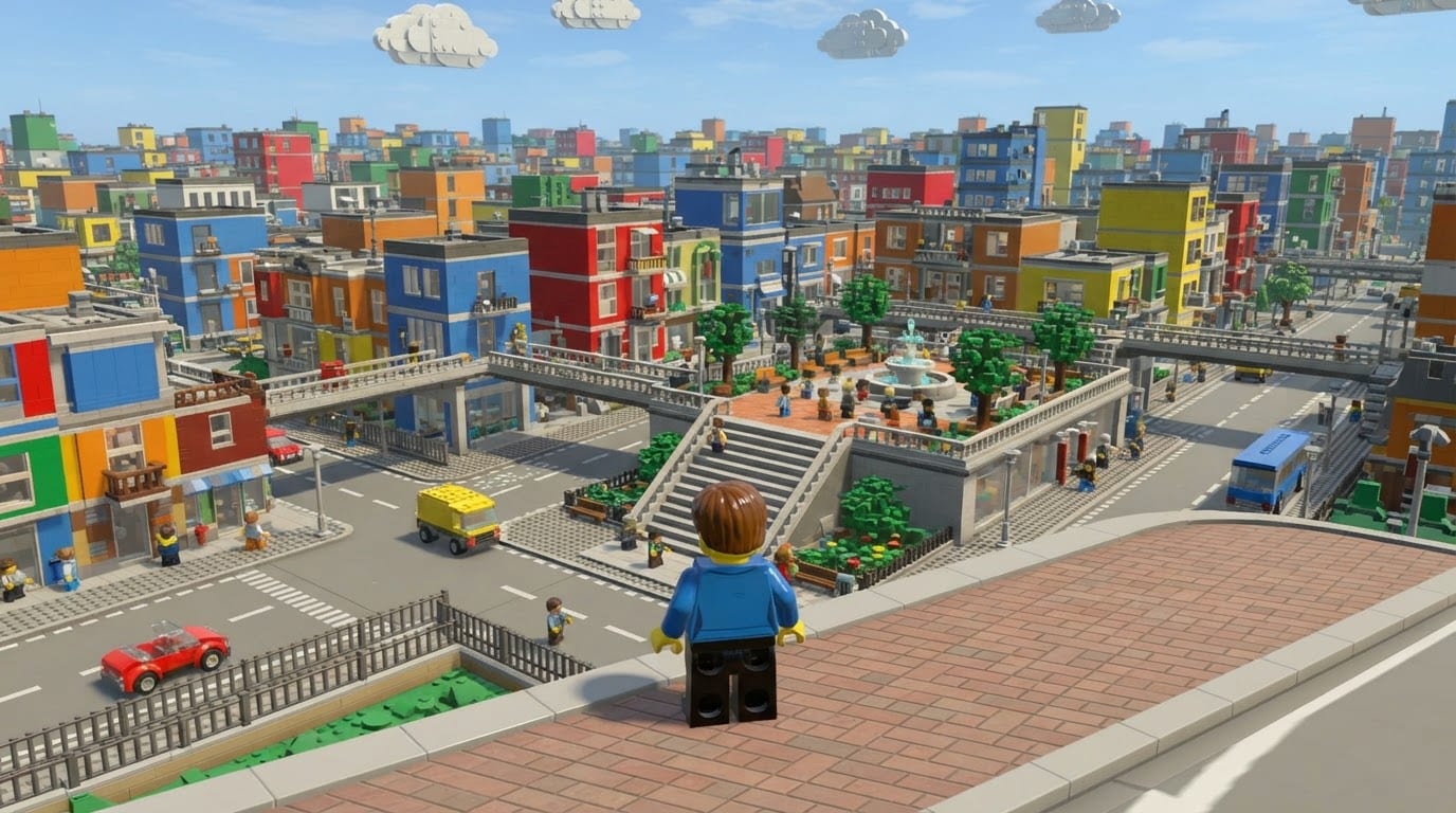 Cidade colorida em blocos