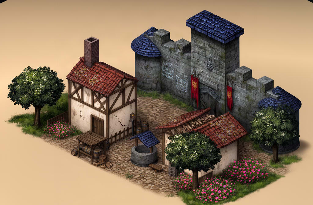 Dark Fantasy Castle Courtyard