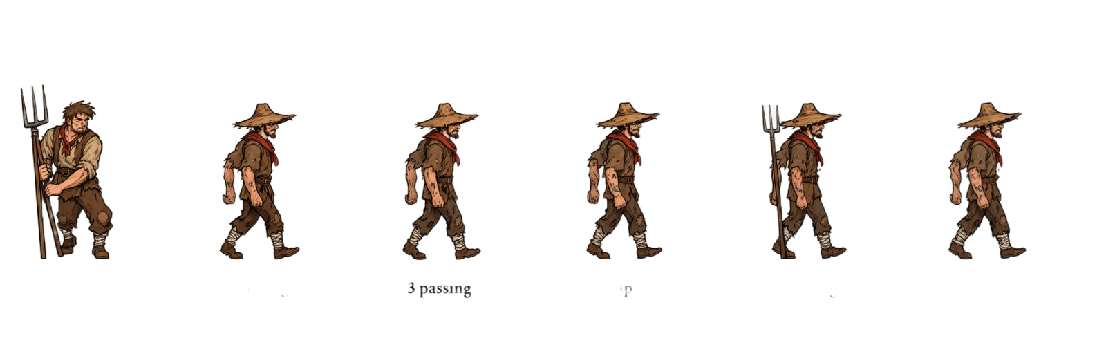 Farmer Walk Cycle Sprite Strip