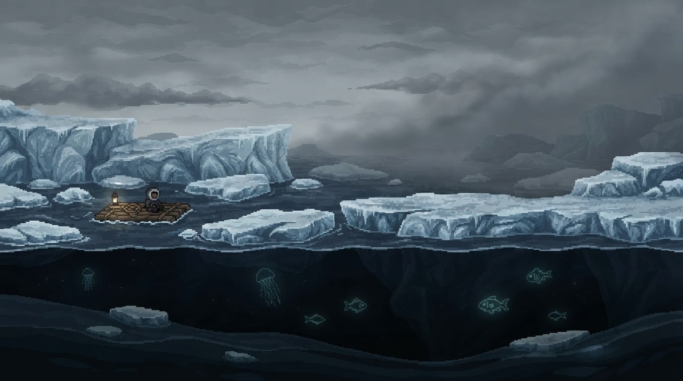 Foggy cold northern sea