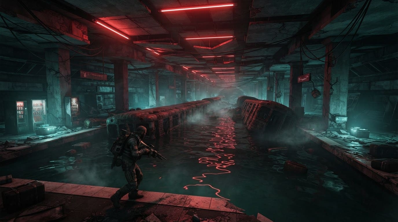 Flooded metro station