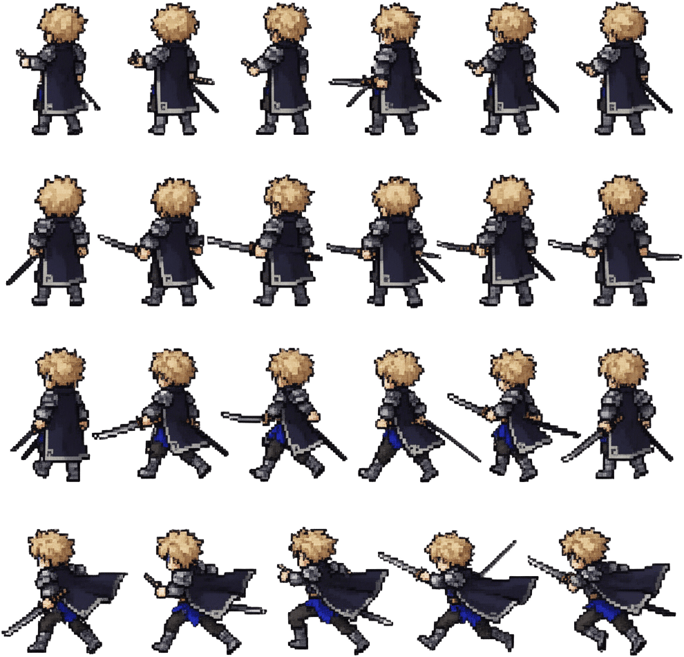 Pixel Swordsman Sprite Sheet