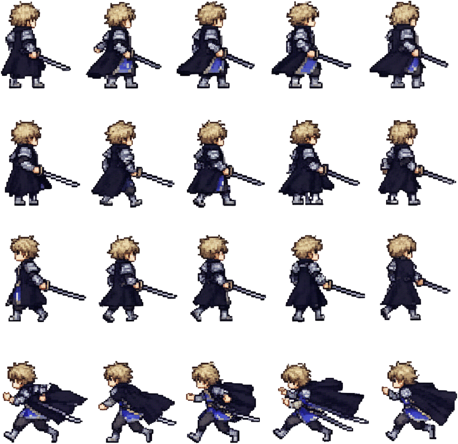 Pixel Art Swordsman Sprite Sheet
