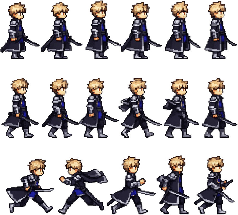 Pixel Swordsman Sprite Sheet