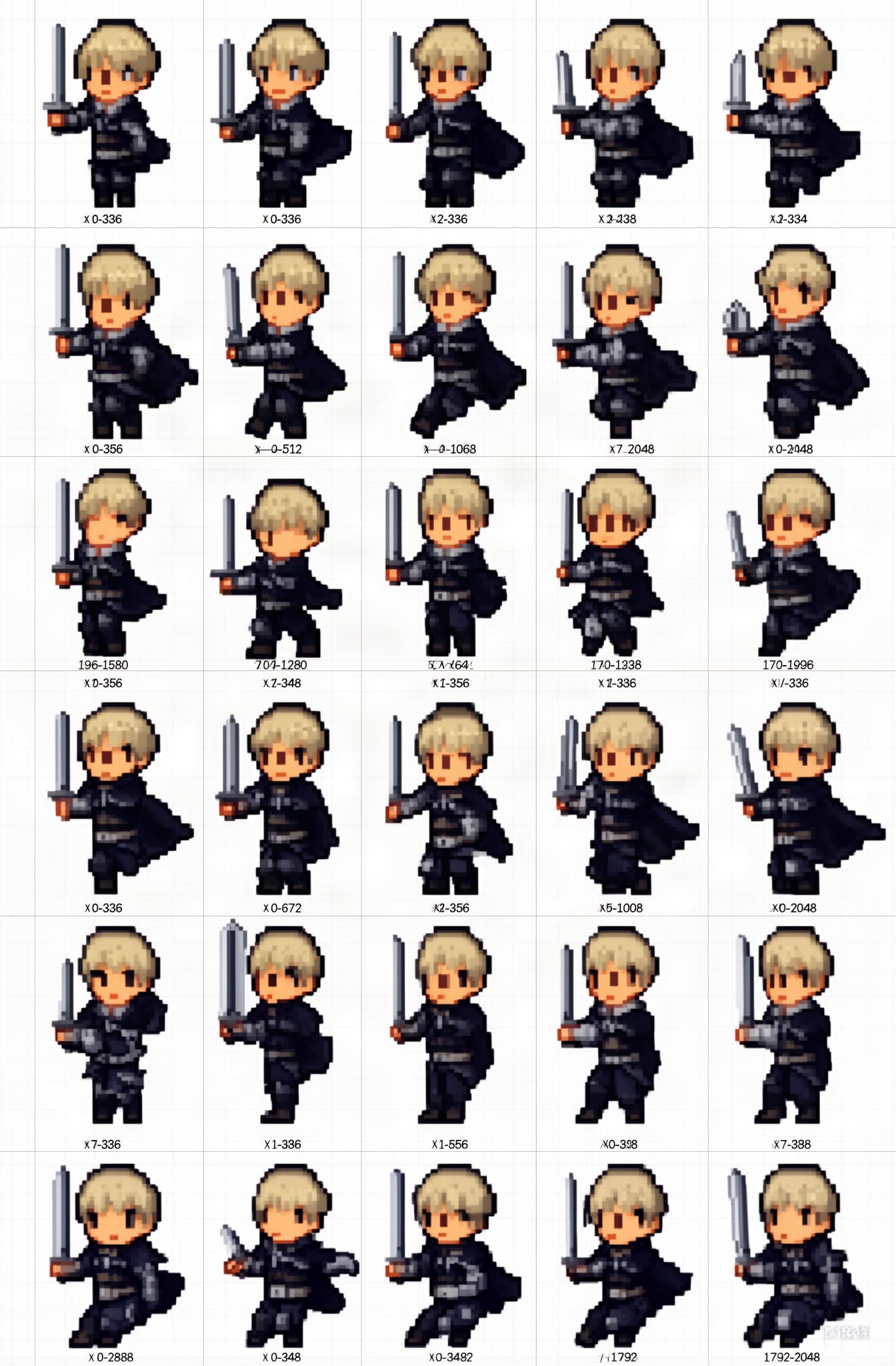 Chibi Pixel Sword Attack Sprites