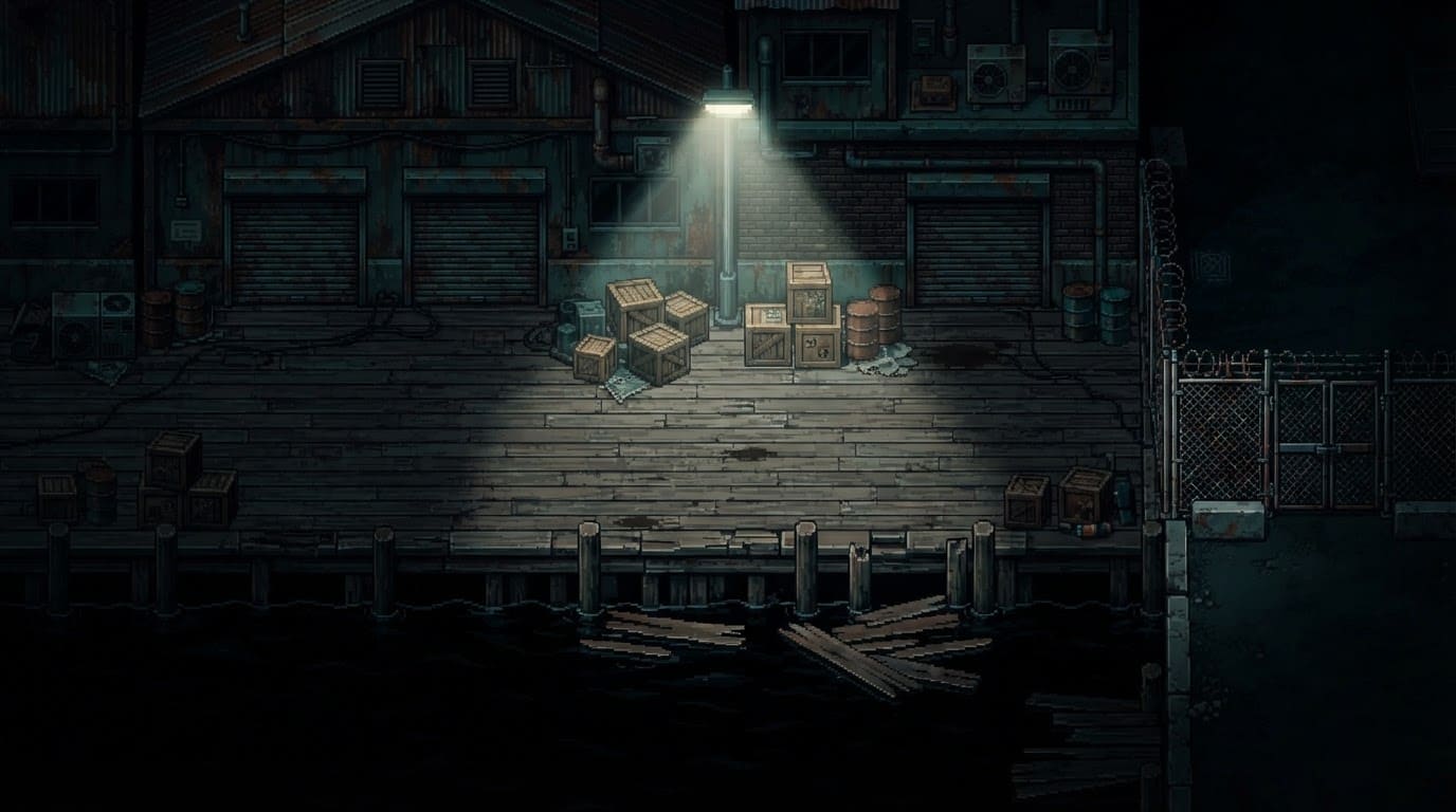 Abandoned industrial waterfront