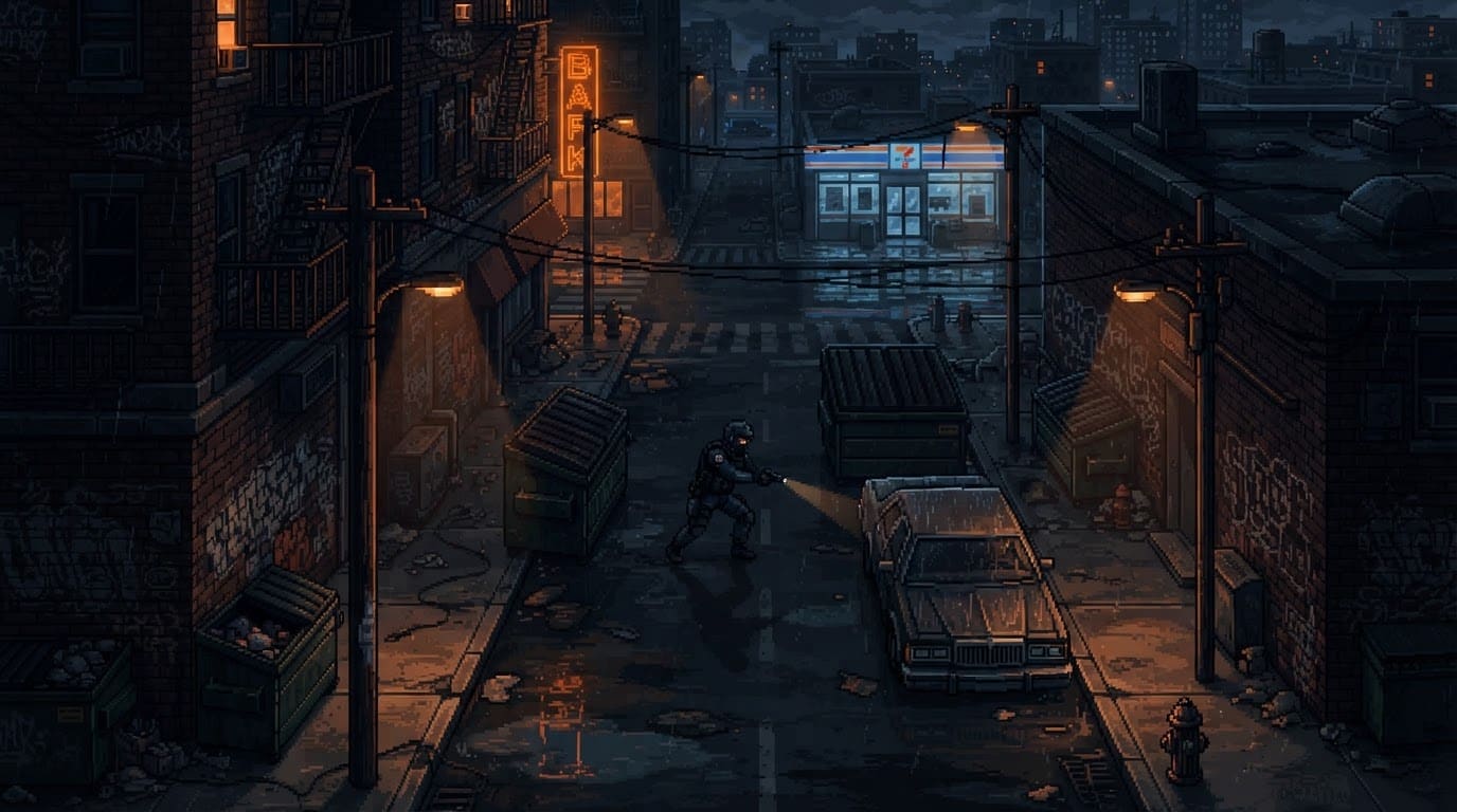 Hunt through rain-soaked streets