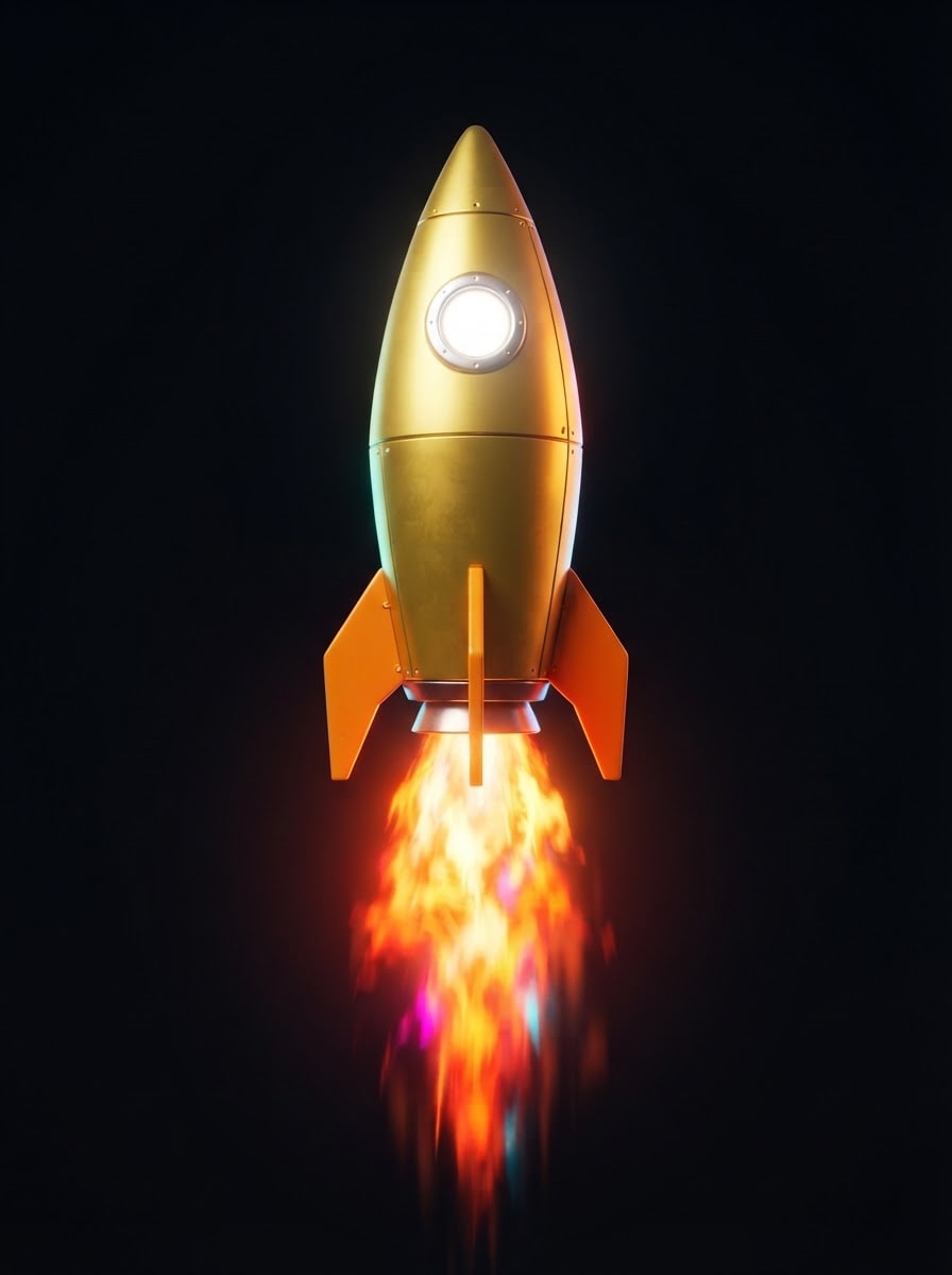 Golden rocket ship