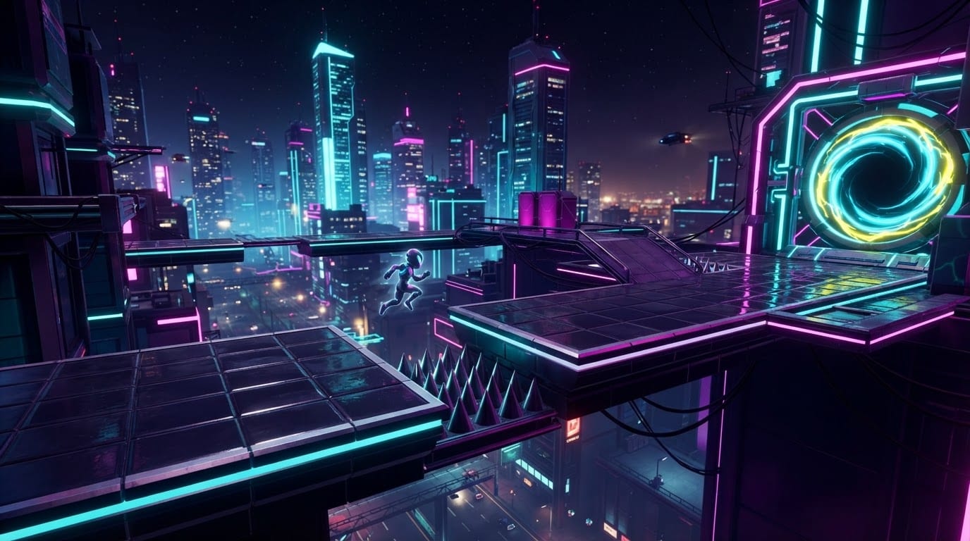 Neon city skyline