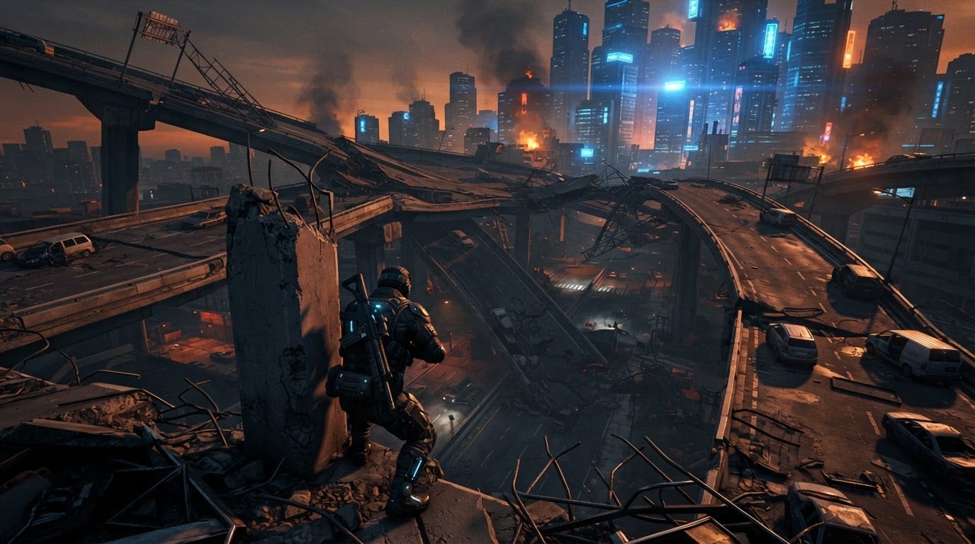 Collapsed megalopolis highway