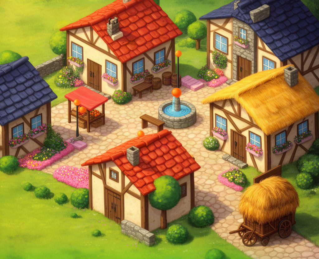 Whimsical Village Square