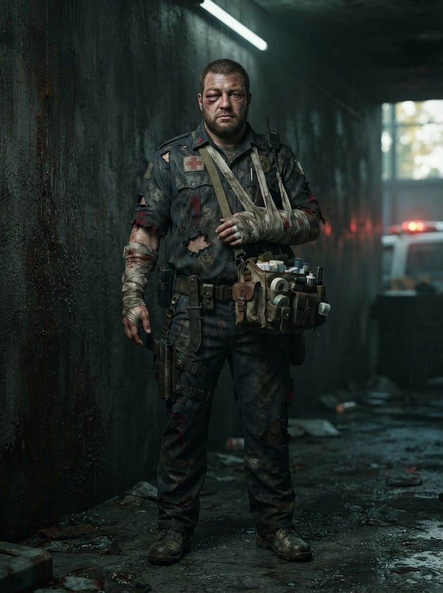 A wounded field medic