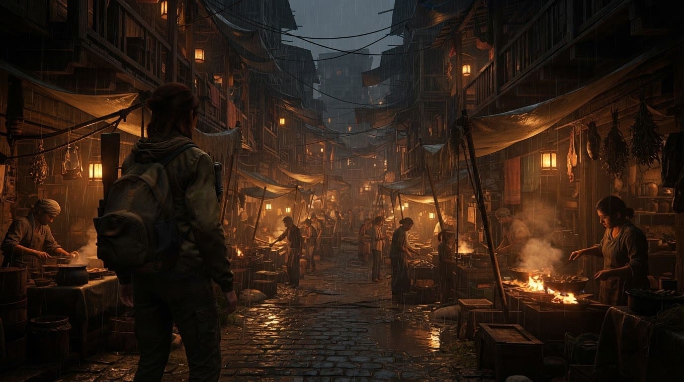 Rain-Soaked Night Market