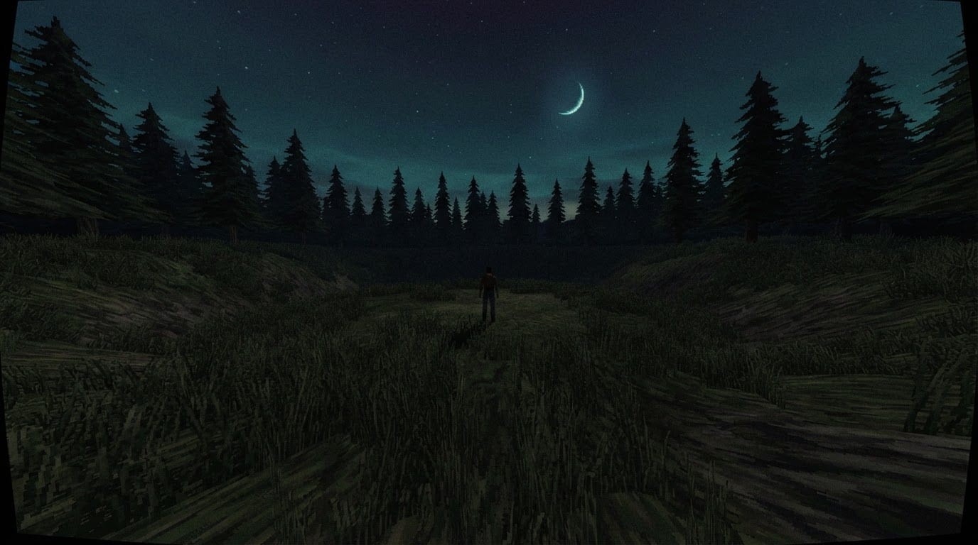 A twilight pine bordered hill