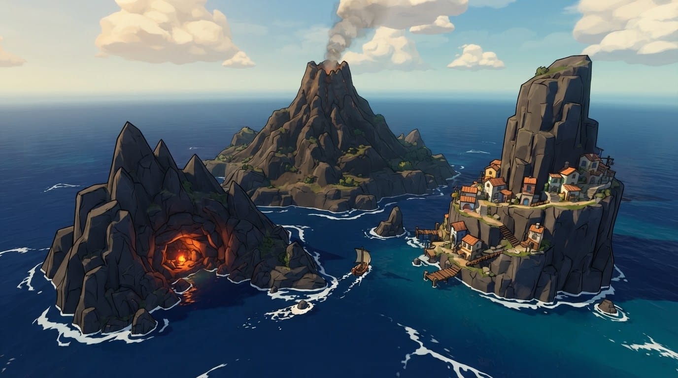 A volcanic island chain